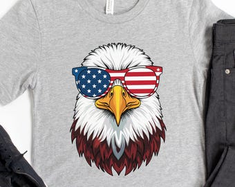 American Flag Patriotic Eagle T-Shirt - Funny Men Women Proud American Shirt - Graphic USA Flag TShirt Gift for Independence Day 4th of July