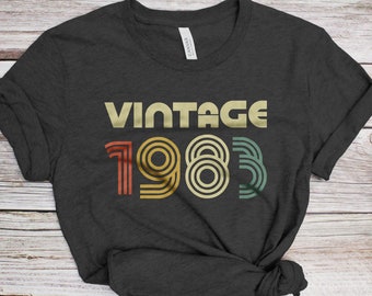 Vintage 1983 T-Shirt - Unisex Women Men Funny Retro Font 43nd Birthday Shirt - Vintage 1983 Gift TShirt for BDay Party Christmas