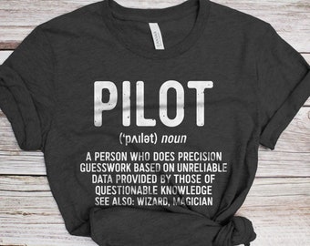 Pilot Definition T-Shirt - Unisex Mens Funny Gag Best Pilot Ever Shirt - Vintage Airplane Captain TShirt for Birthday Christmas