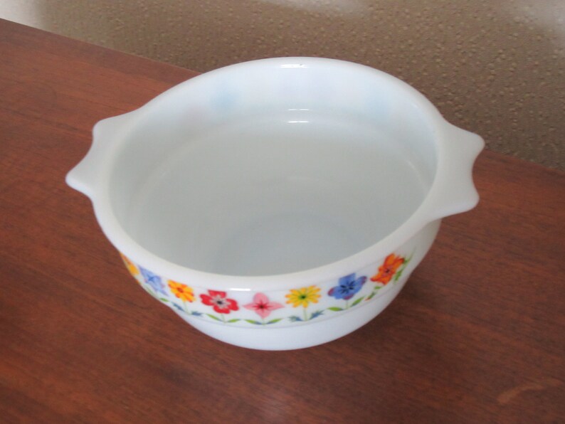 Collectable fab colors Serving Bowl 1960/'s flower power English Milk Glass bright colours vintage gift idea Vintage Phoenix Opalware