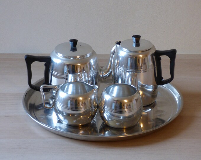 Towerbrite Vintage Stainless Steel Tea Set Coffee Set Silver Tea Set