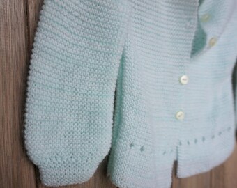 1980s Minty Handmade Newborn Cardigan