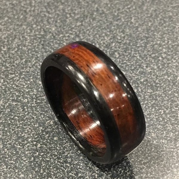 Custom HandCrafted Cocobolo and Ebony ring (Gaboon Ebony)