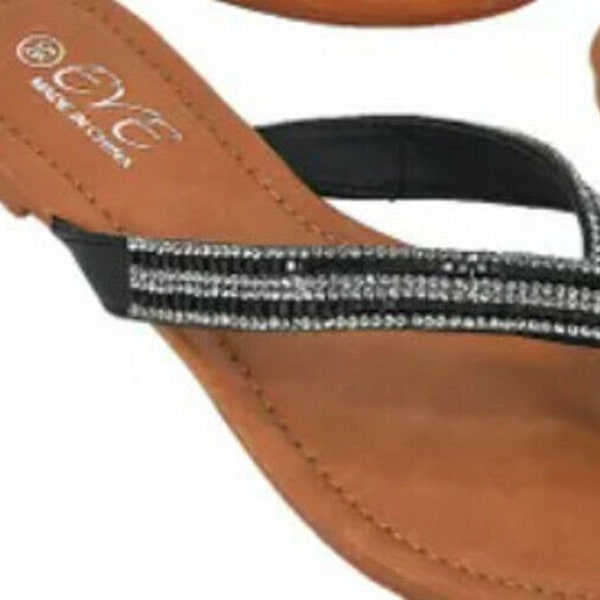 EVE WOMEN'S SANDALS bling studded flip flops toe thong new! black 2052 nwt