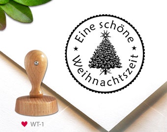 Stempel (WT-1) - Weihnachten, 3,3 cm, rund, Eine schöne Weihnachtszeit, Geschenkanhänger, Christmas, stamp