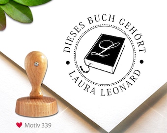 Stempel (339) - personalisiert, Monogramm-Stempel, 3,6 cm, Stempel mit Name, Exlibris, custom stamp, personalized