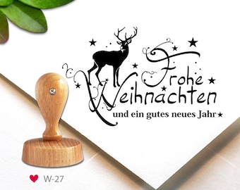 Stempel (WT-27) - Weihnachten, 5,5 cm, Motiv-Stempel, Hirsch, Merry Christmas, Christmas stamp