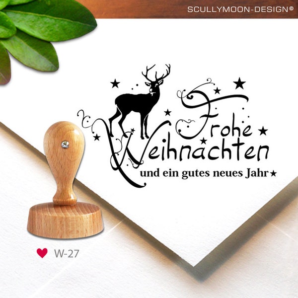 Stempel (WT-27) - Weihnachten, 5,5 cm, Motiv-Stempel, Hirsch, Merry Christmas, Christmas stamp