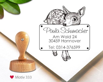 Stempel (333) - personalisiert, Adress-Stempel, 4 cm, Reh, custom stamp, personalized, deer