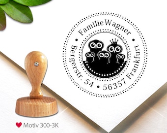 Stamp (300-3K) - personalized, 4 cm, family stamp, stamp with address or name, custom stamp, personalized