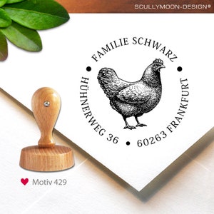 Stamp (429) - personalized, address stamp, 4 cm, family, chicken, chicken, hen, custom stamp, personalized