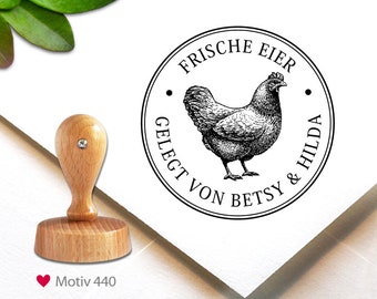 Stamp (440) - personalized, 4 cm, egg stamp, chicken, with name, Egg Stamp, custom stamp, personalized
