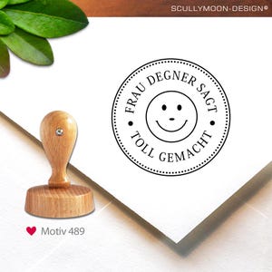 Sello (489) - personalizado, sello de profesor, 3 cm, sello con nombre, sello personalizado, personalizado
