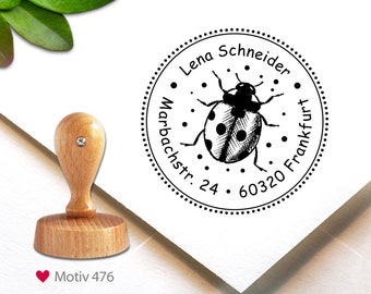 Stempel (476) - personalisiert, Adress-Stempel, Marienkäfer, ladybug