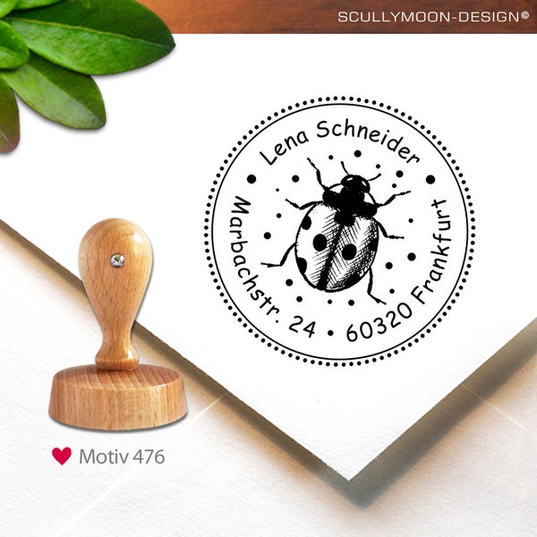 Stempel (476) - personalisiert, Adress-Stempel, Marienkäfer, ladybug