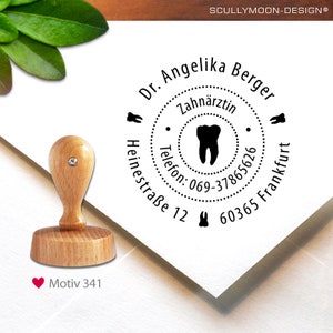 Timbro (341) - personalizzato, timbro con indirizzo, 4 cm, timbro con indirizzo, dentista, timbro personalizzato, personalizzato