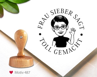 Stamp (487) - personalized, teacher stamp, 3 cm, Bitmoji, stamp with name