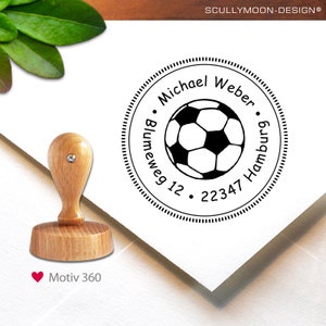 Timbro (360) - personalizzato, 4,0 cm, timbro con indirizzo, calcio, timbro con indirizzo, timbro personalizzato, personalizzato