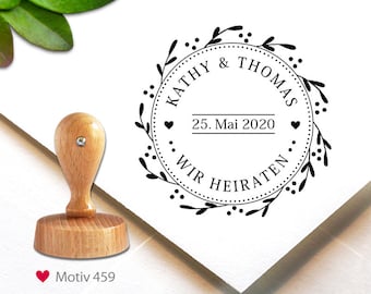 Stempel (459) - personalisiert, 4 cm, Stempel mit Name, Save the Date, Hochzeit, custom stamp, personalized, wedding