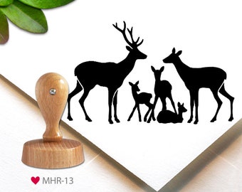 Stempel (MHR-13) - Hirschfamilie, 6,5 cm, Weihnachten, stamp, deer