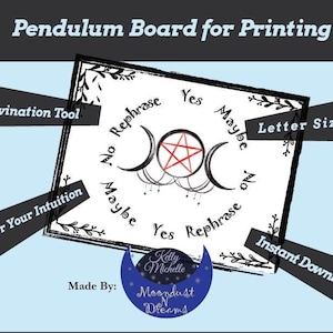 Printable Pendulum Board, Double Moon Pentacle, Pendulum Board, Pendulum Chart, Divination board, Instant Download, Divination Tool