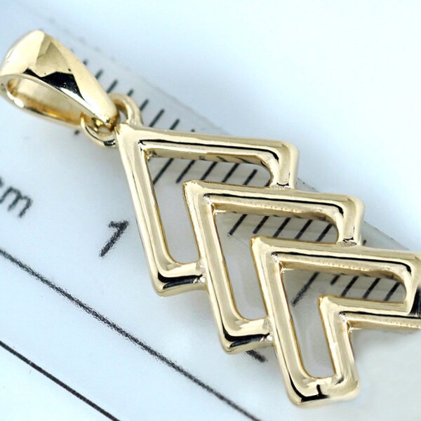 T21 Genuine 9K, 10K, 14K, 18K SOLID Yellow Rose ou White Gold « the lucky few » Arrow Pendant Trisomy 21 Down Syndrome Down’s