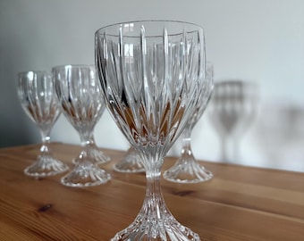 Mikasa Park Lane Crystal Water or Wine Goblets - Textured Stem - Set of 6