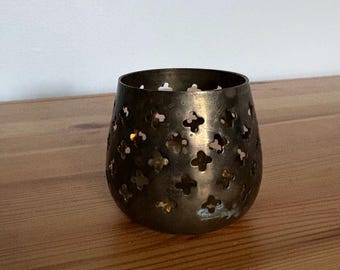 Vintage Brass Celestial Star or Floral Cutout Votive Candle Holder