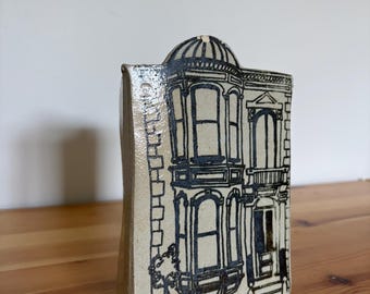 Vintage Midcentury Jon Carlos Lopez for Bennington Pottery Brownstone Vase or Planter