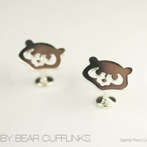 Chicago Cubs Cubby Bear Cufflinks Circa 1980s Style in silver image 2