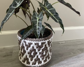 Crochet Mosaic Planter Cover