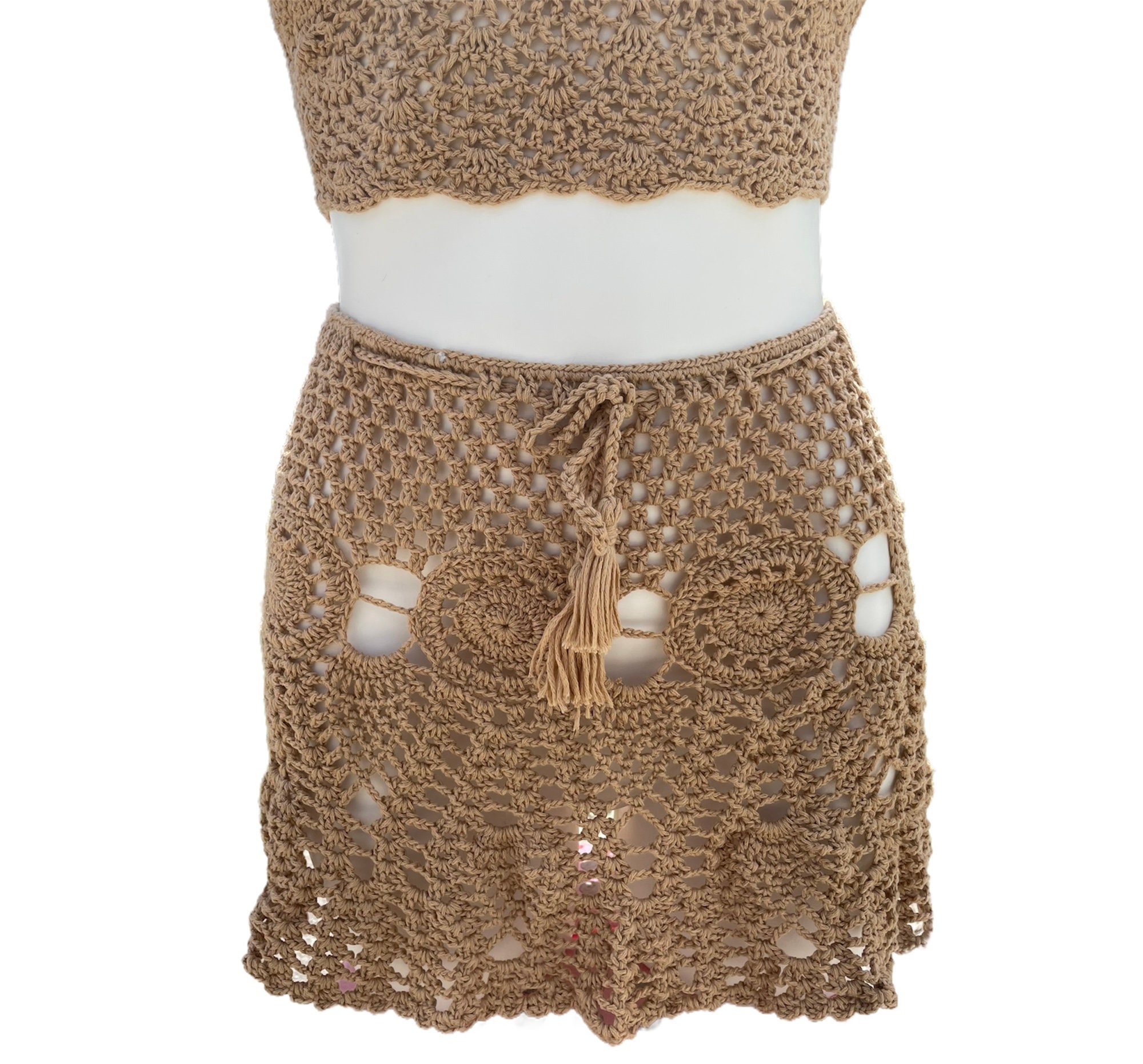 Two Piece Crochet Swimsuit Cover Up Etsy