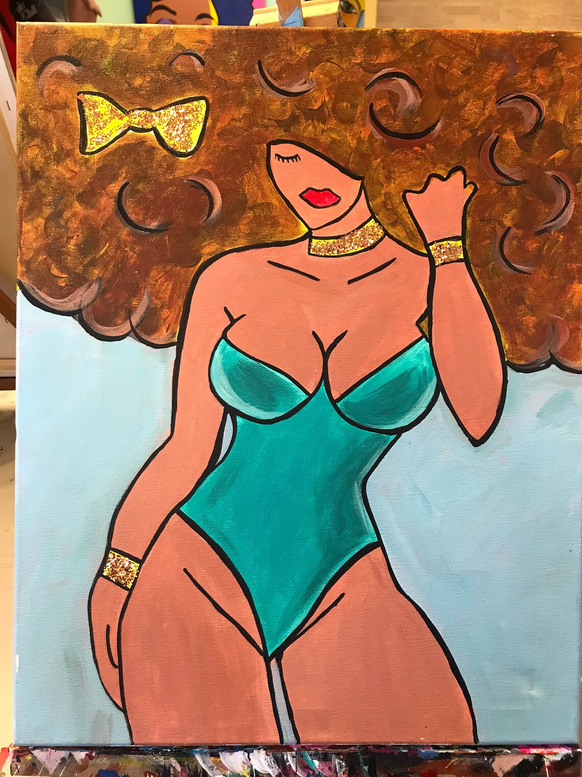 Paint and Sip Art Spicy Sexy Lady Figure DIY Paint Party Downloadable