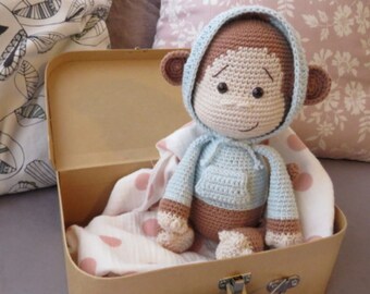 Affe mit Hoodie, Amigurumi, Häkeltier, Kuscheltier, Handarbeit, Einzelstück, Stofftier, Kinder, Spielzeug, NeyNeyCrochet, Stadtaffe