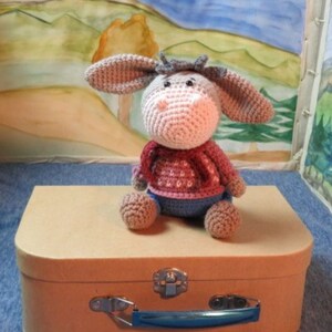 Donkey, gift, amigurumi, crocheted animal, cuddly toy, handmade, unique item, stuffed animal, children, toy, decoration