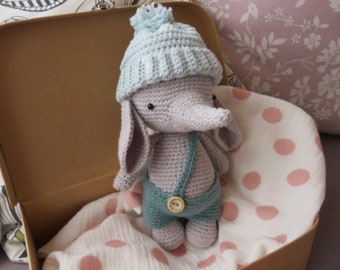 Elefant, Geburtstag, Jojilie,  Amigurumi, Häkeltier, Kuscheltier, Handarbeit, Einzelstück, Stofftier, Kinder, Spielzeug, Wohnkultur, Deko