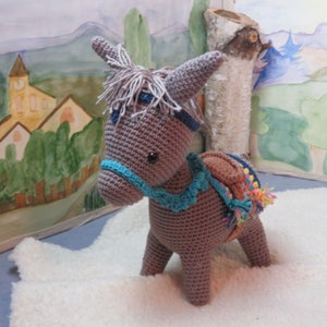 Donkey, amigurumi, crocheted animal, cuddly toy, handwork, one-off, stuffed animal, children, toys, decoration