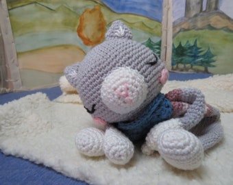 Cat, Cuddly towel, Sustainable, Kapok filling, Sleep aid, Baby, Cuddly towel, Crochet animal, Cuddly toy, Handmade, Stuffed animal, Baby Shower,