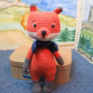 Fox, amigurumi, crochet toy, cuddly toy, handmade, unique piece, stuffed toy, children, toy, decoration, blue sperrow handmade