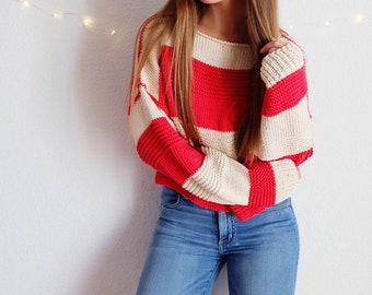 The Kyla Striped Pullover Sweater knitting pattern