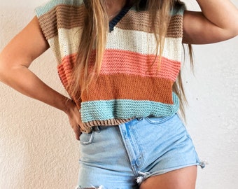 Kyla Summer V neck pullover sweater knitting pattern