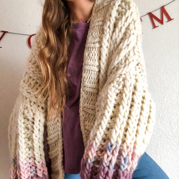 Sugarplum Fairy ribbed cardigan sweater knitting pattern
