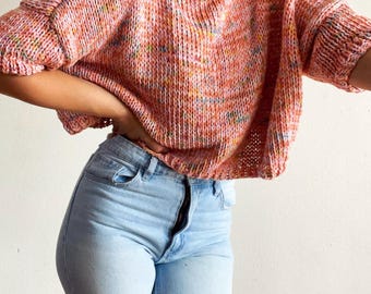 Peachy Sunsets sweater tee pullover knitting pattern