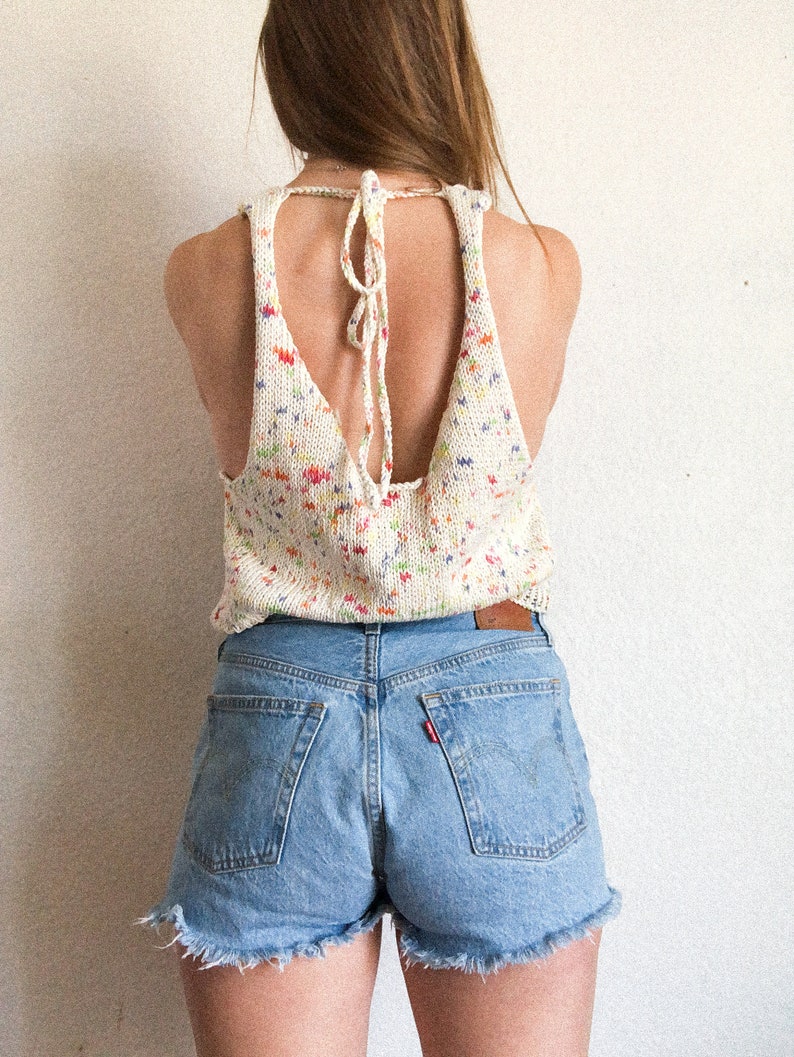 Knit Pindot Tie Back Tank - Provence main image 1