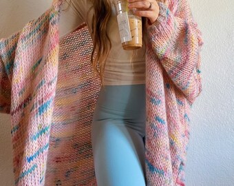 Women's September Dreams hand knit duster cardigan sweater