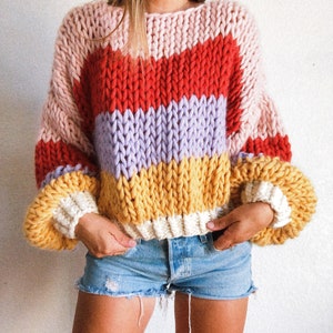 Cropped Striped Winter Sweater knitting pattern image 4