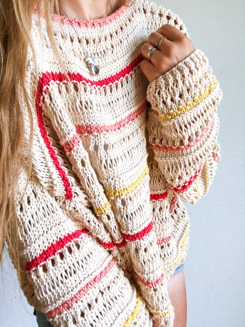 Inez Summer Sweater pullover cotton knitting pattern image 4