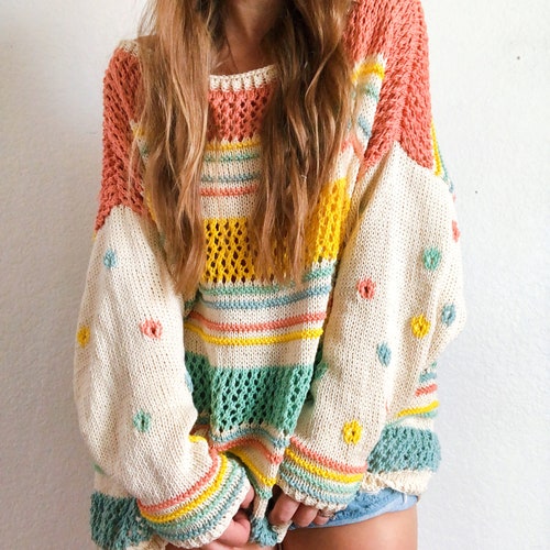 Inez Summer Sweater Pullover Cotton Knitting Pattern - Etsy UK