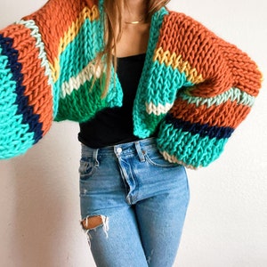 The Zola Crop Cardi winter sweater knitting pattern