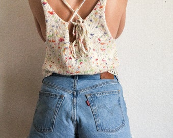 The Lorraine Tie Back Tank top summer cotton knitting pattern